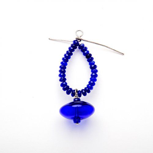 Nancy Chase's Cobalt Blue Glass Earrings - , Contemporary Wire Jewelry, Beads, wrap the tails of the wire